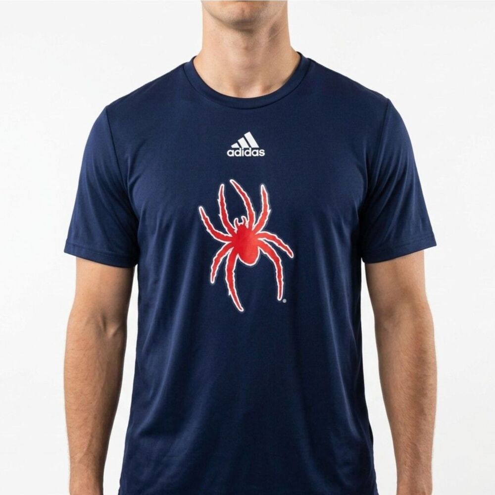 adidas Men's L AEROREADY Navy Blue Red Spider Graphic Athletic T-Shirt